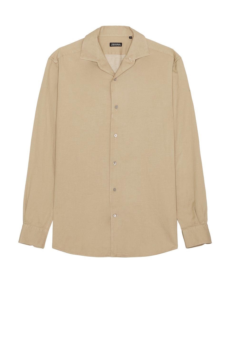 

Хлопковая и льняная джимовая рубашка Zegna, Light Taupe