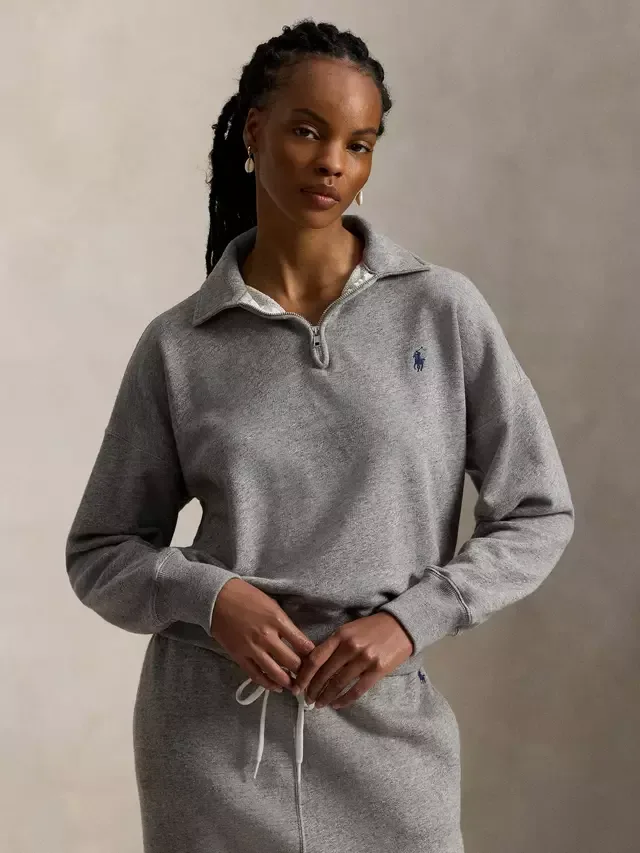 Флисовая толстовка с логотипом Polo, темно-серый винтажный меланж Ralph Lauren