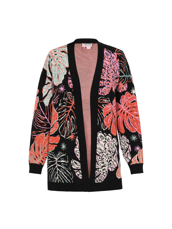 

Женский кардиган розового цвета с разноцветными вставками IZIA