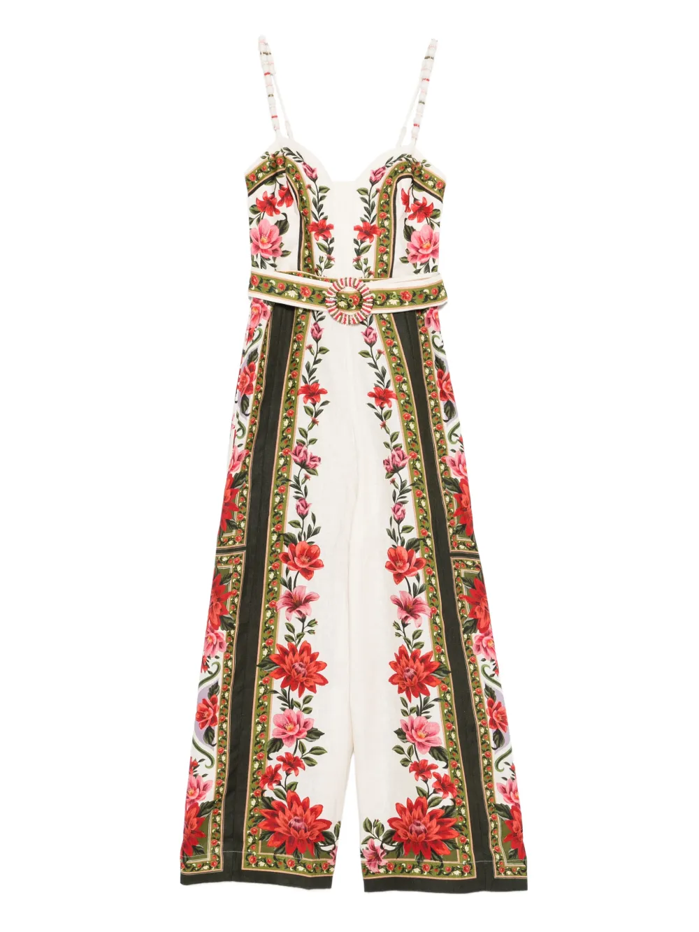 

Комбинезон с цветочным принтом и поясом Farm Rio, нейтральный