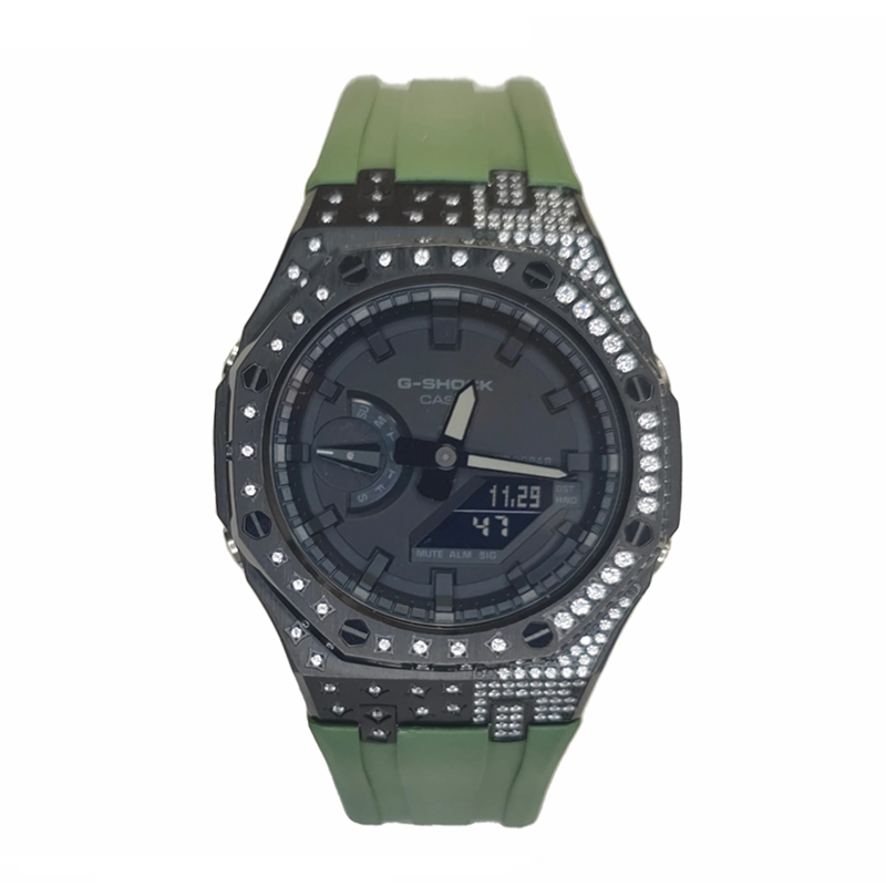 

CASIO Часы Men Liquid Crystal/Analog Dual Display Series Black Watch, Black Star Diamond Dark Green