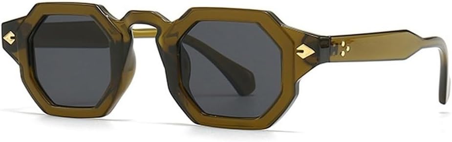 

Ретро-солнцезащитные очки квадратной формы с заклепками для женщин, градиентные, с защитой от УФ-излучения UV400; мужские солнцезащитные очки в стиле панк SKFGNX, Olive Green Gray