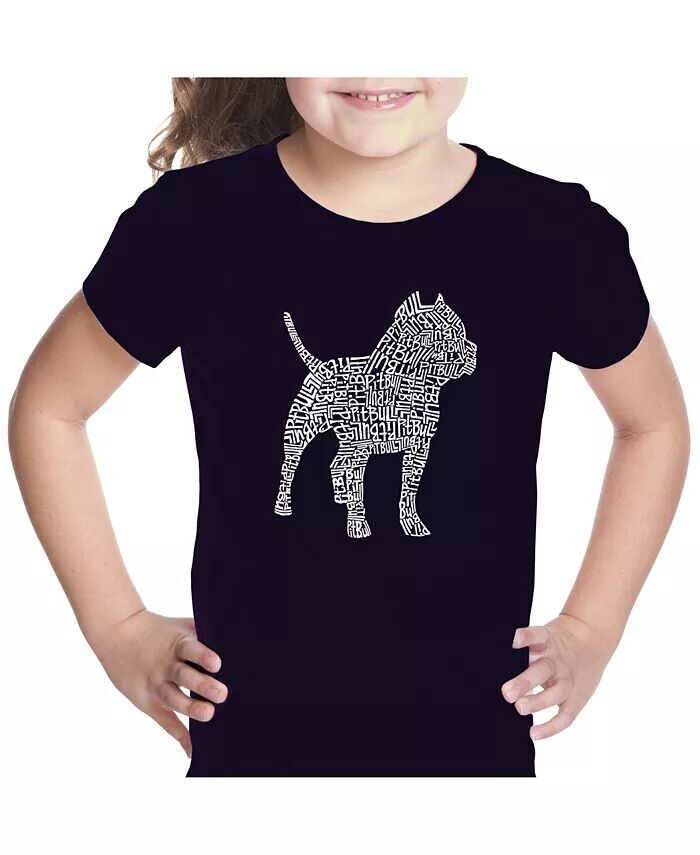 

Футболка для девочек с рисунком Word Art - Pitbull La Pop Art, черный