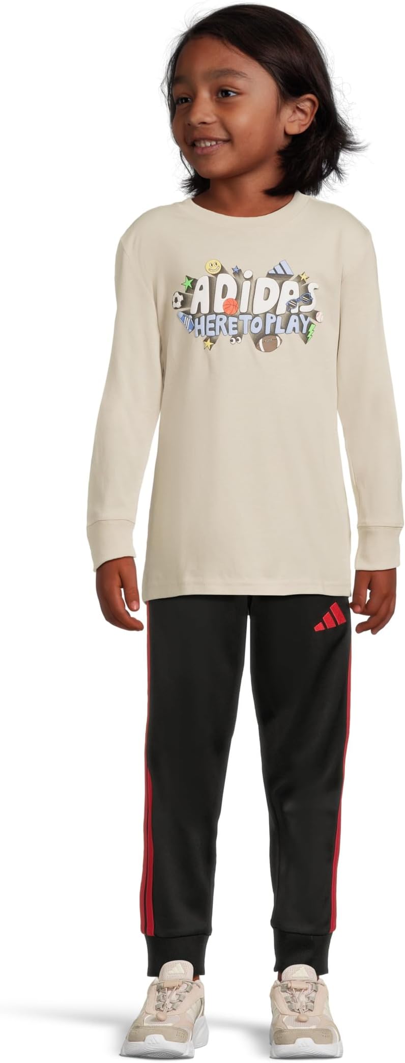 Футболка adidas Kids Long Sleeve Expression Tee, цвет Wonder Alumina — фото 4