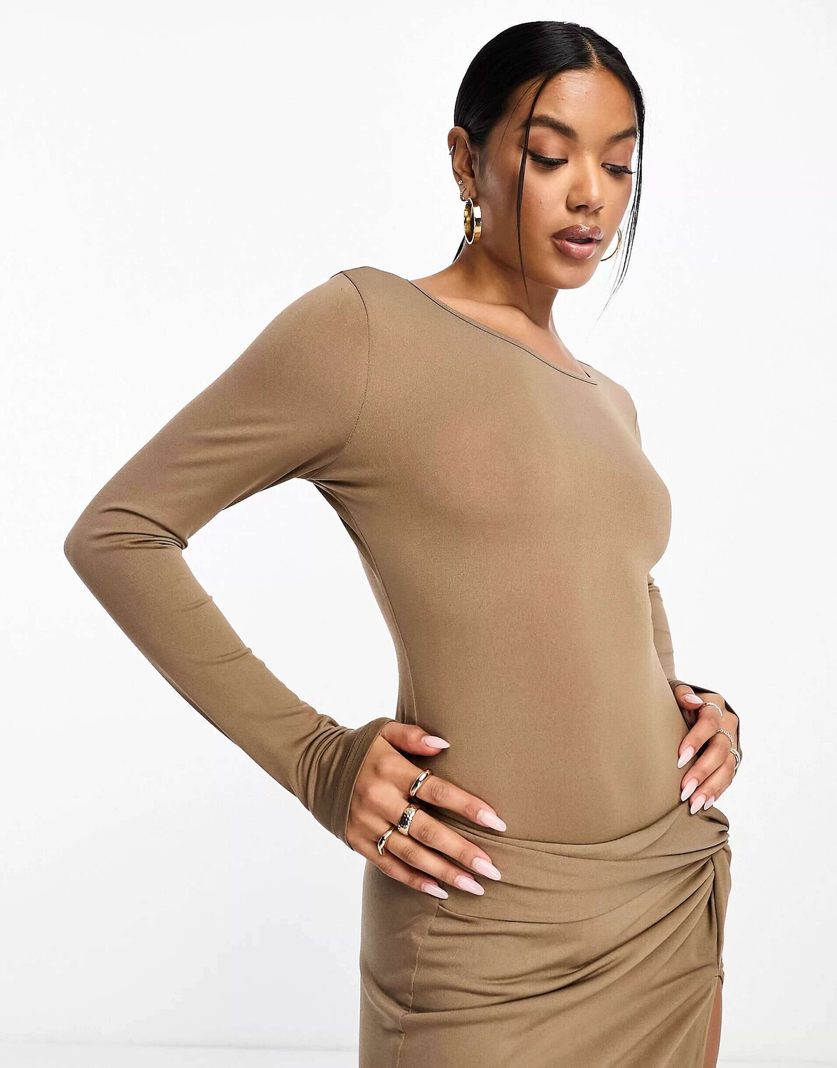 

Коричневое боди с овальным вырезом Simmi Simmi Clothing