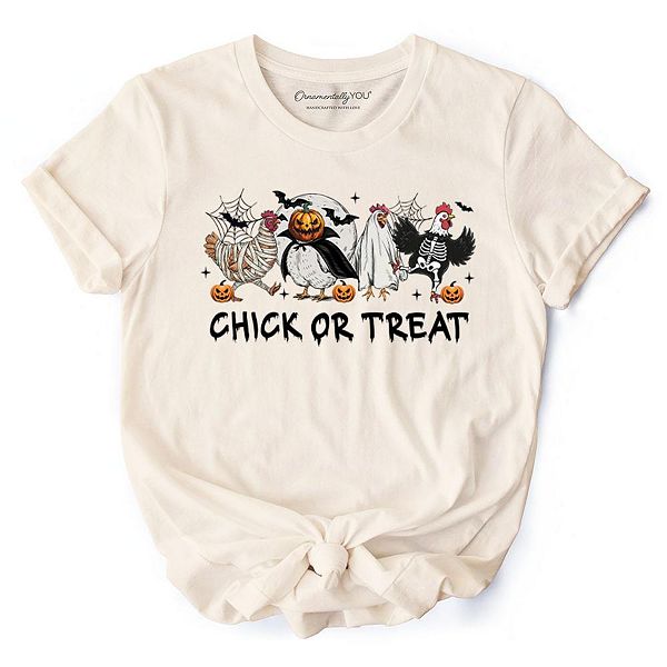 

Футболка Chick or treat с курицей для любителей загородной жизни Ornamentallyyou, Beige