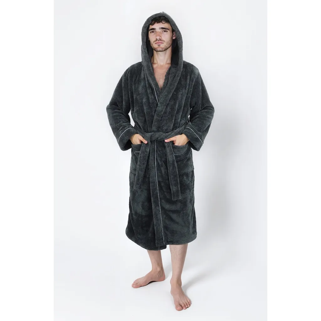 

Домашний унисекс-халат my home Lillou, идеальный для сауны и СПА, гостиничный халат, утренний халат, 1 шт., уютный мягкий флис, плюш, для женщин и мужчин, размеры XS-3XL My Home, антрацит