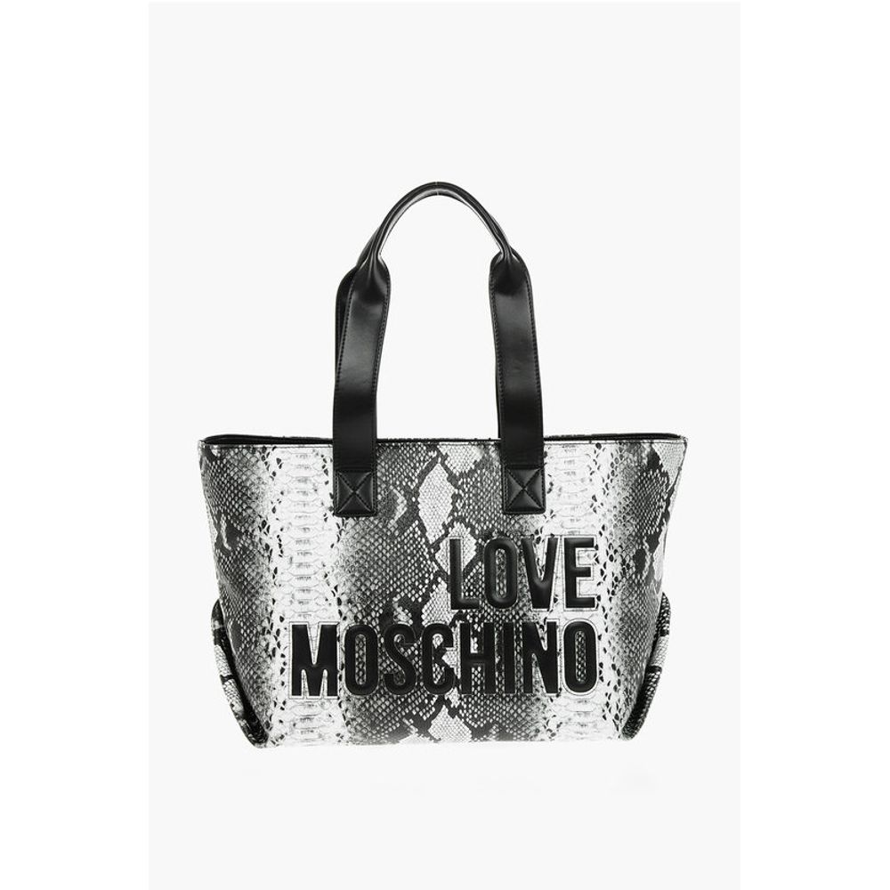 

Сумка-тоут LOVE из искусственной кожи с эффектом змеи Moschino, Black and White