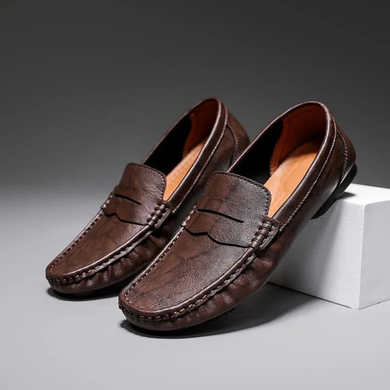 Мокасины мужские, кожаные, Loafers, коричневые PUGHGAETZF — фото 3