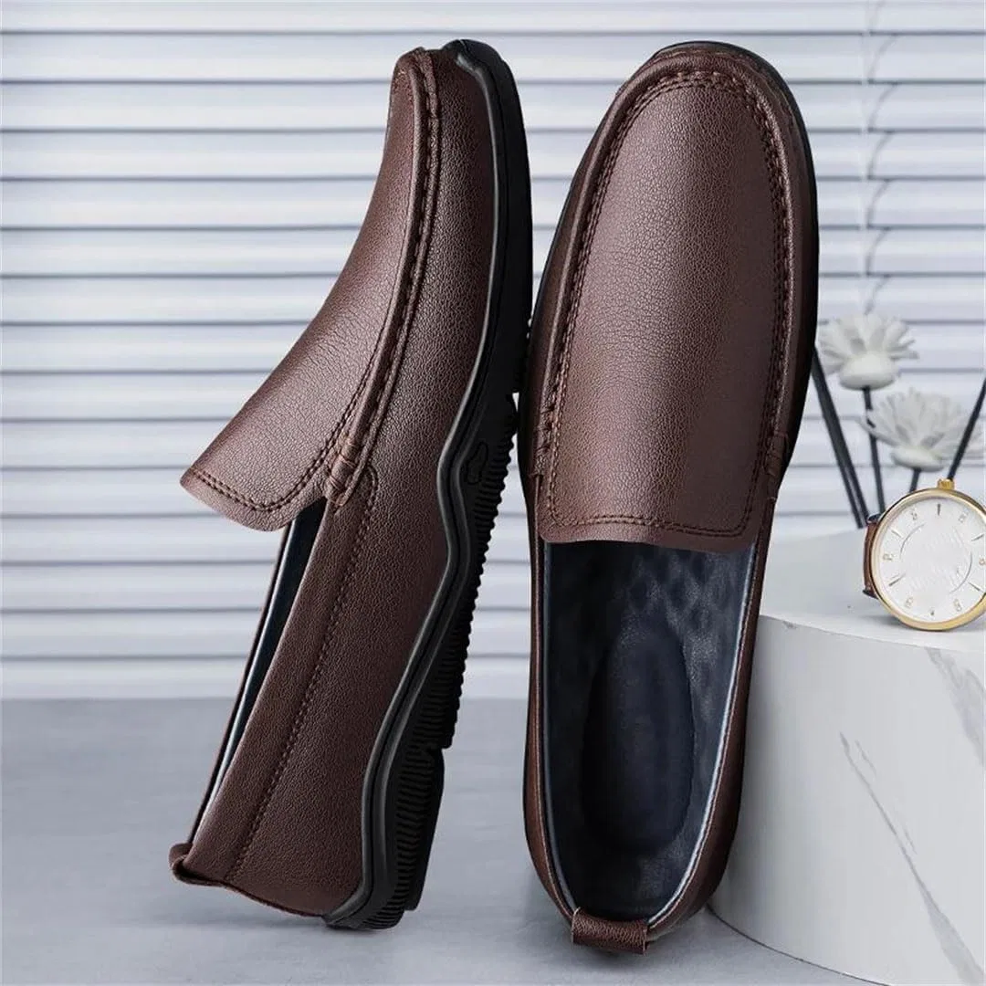 Лоферы кожаные Men's Summer Genuine Leather Loafers, коричневый — фото 4