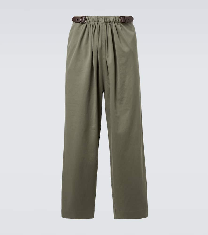 

Прямые брюки из хлопкового сатина с поясом Loewe, Khaki Green