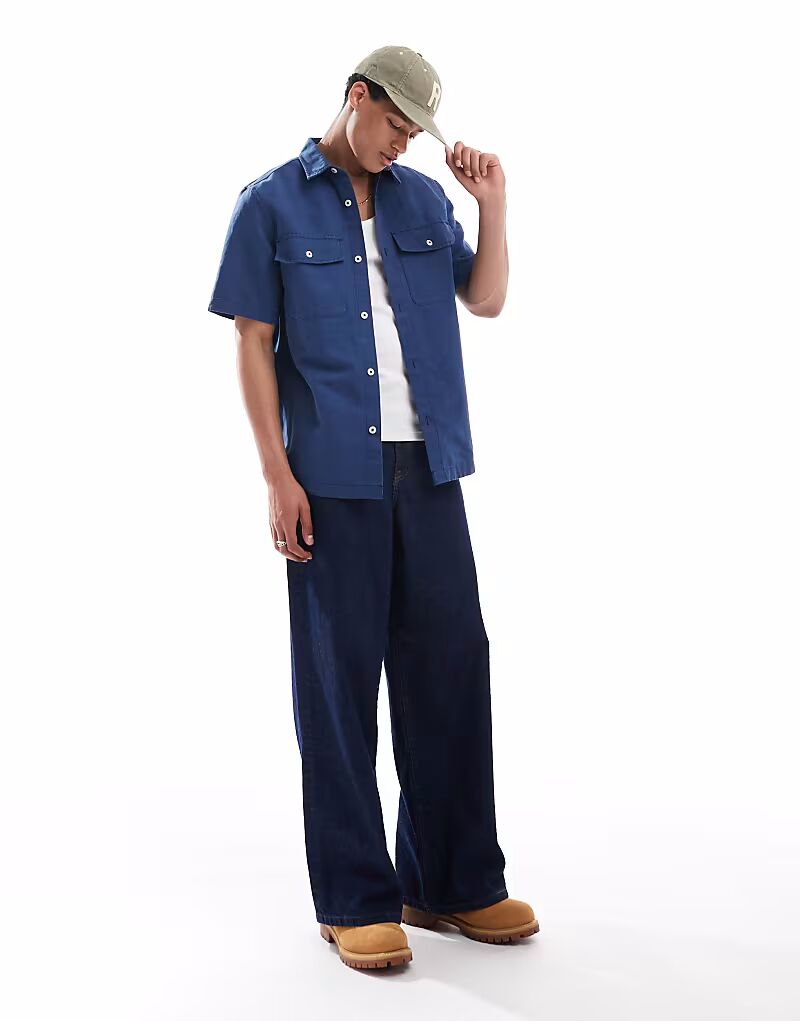

Рубашка-рубашка Timberland Cotton Linen Utility из темного денима