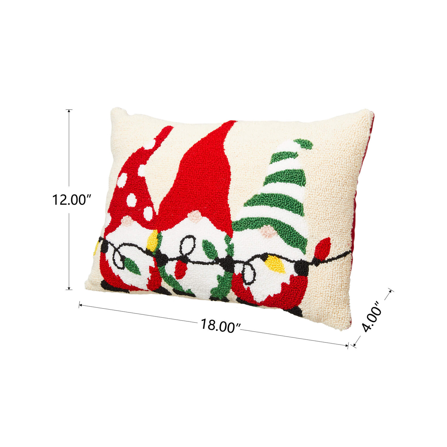 

Подушка Рождественские Гномы Glitzhome Christmas, белый