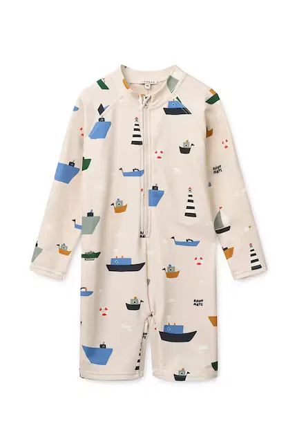 Купальник детский с принтом Max LS Swim Jumpsuit Liewood, бежевый