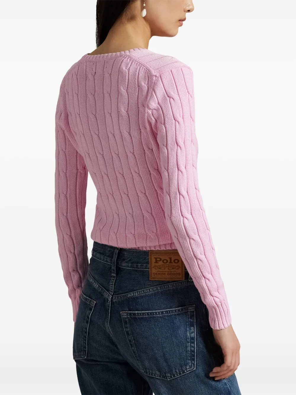 Вязаный свитер с V-образным вырезом POLO RALPH LAUREN, розовый — фото 4