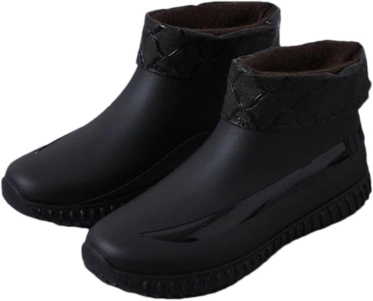 

Мужские короткие резиновые сапоги Wjnvfioo Fashion, непромокаемые, с противоскользящей подошвой, для кухни, автомойки, износостойкая водонепроницаемая обувь, черный
