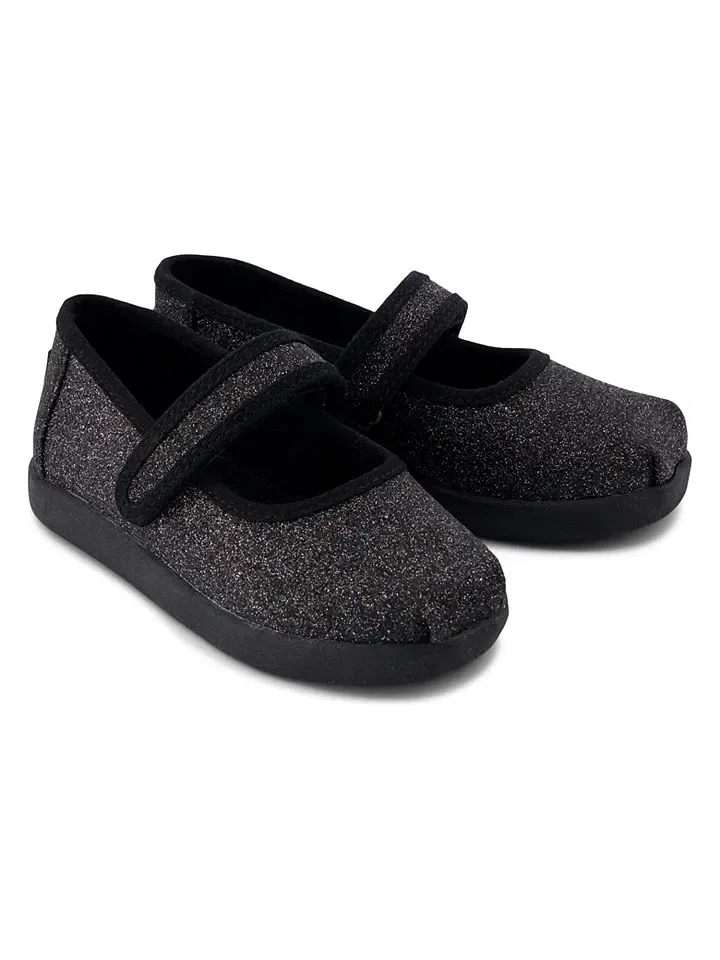 Балетки детские с блестками TOMS черные — фото 2