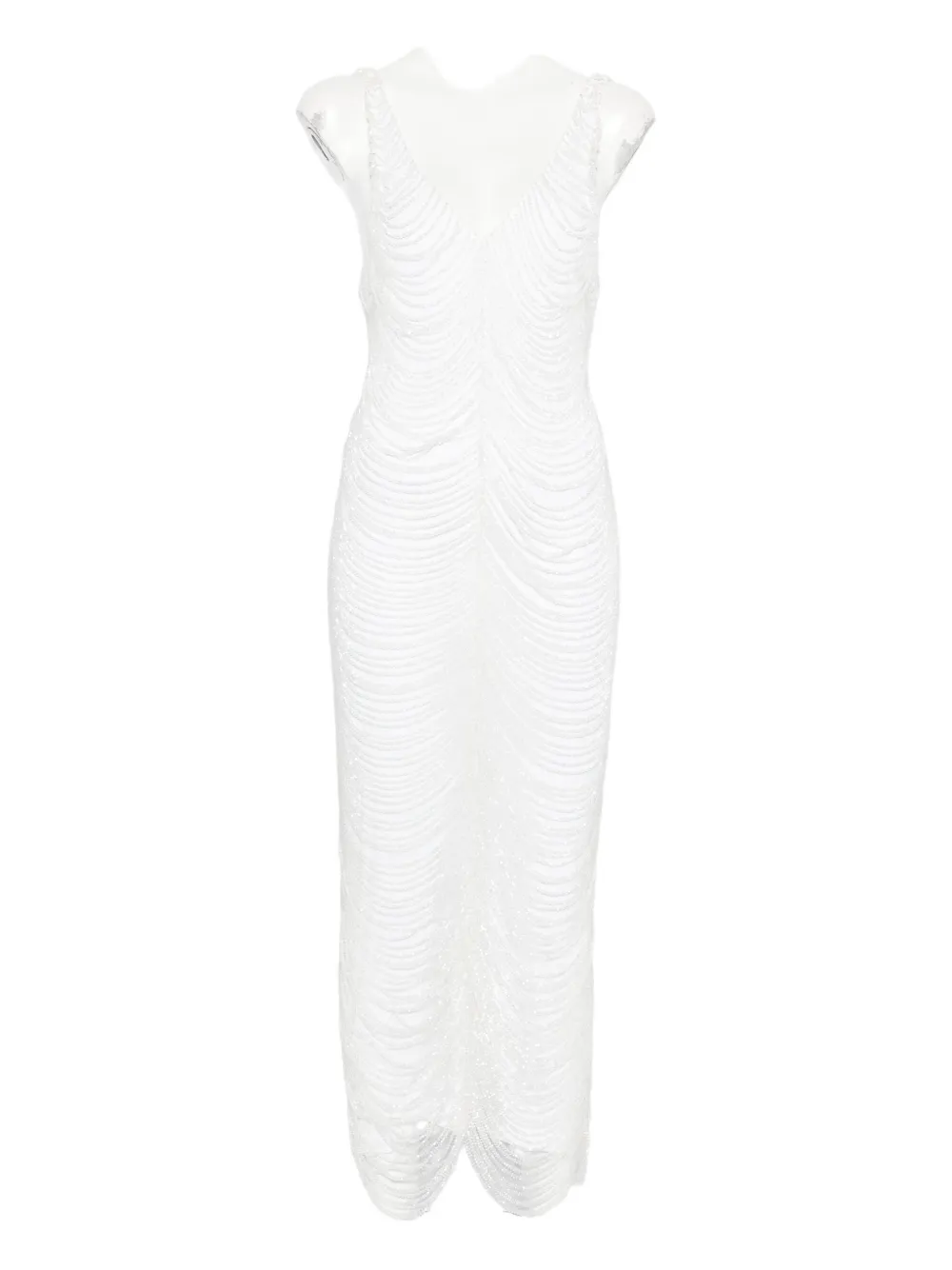 

Платье с V-образным вырезом и бусинами Giuseppe Di Morabito, белый