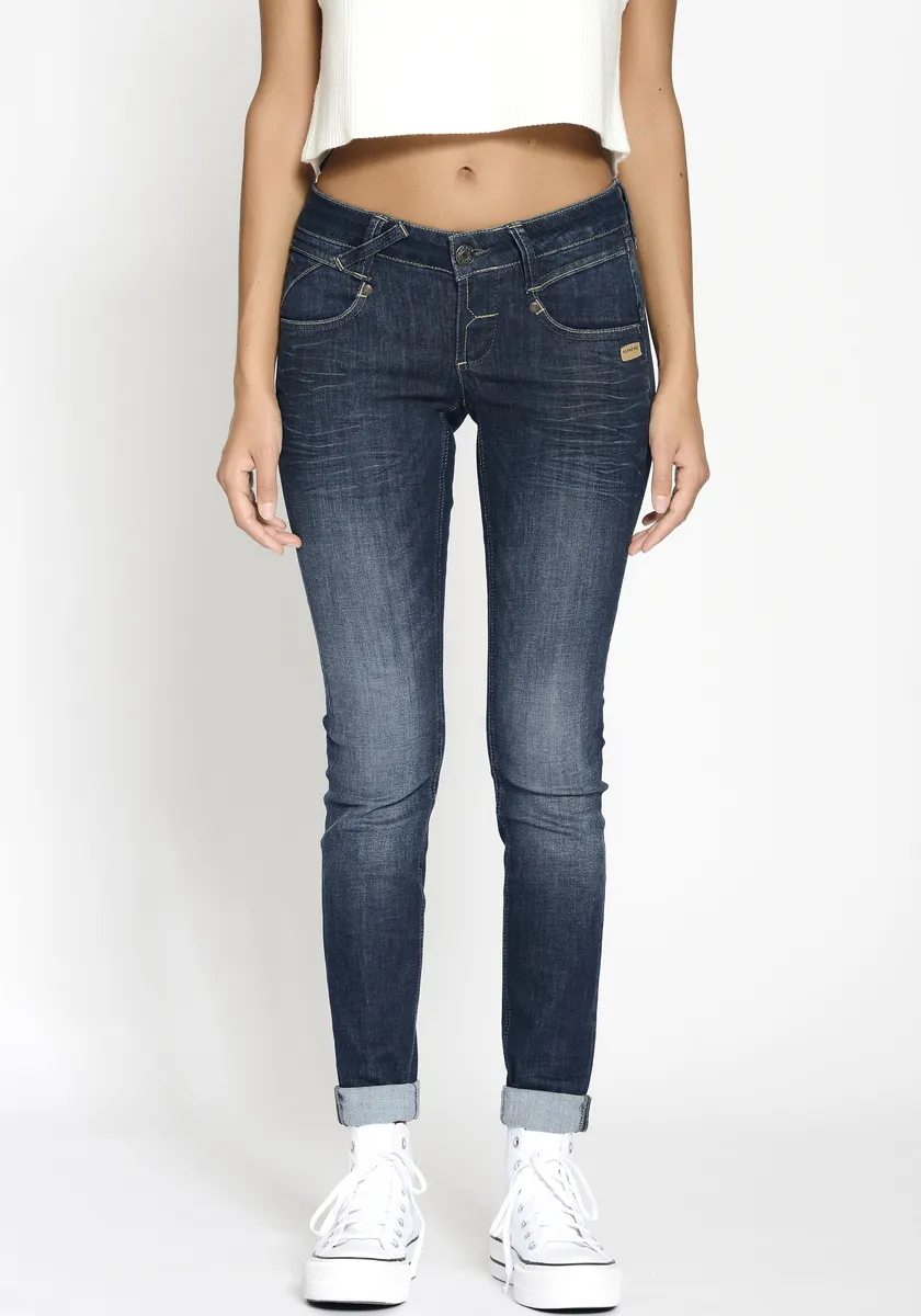 

Джинсы скинни GANG "94NENA", модной потертости, цвет Dark Indigo Used