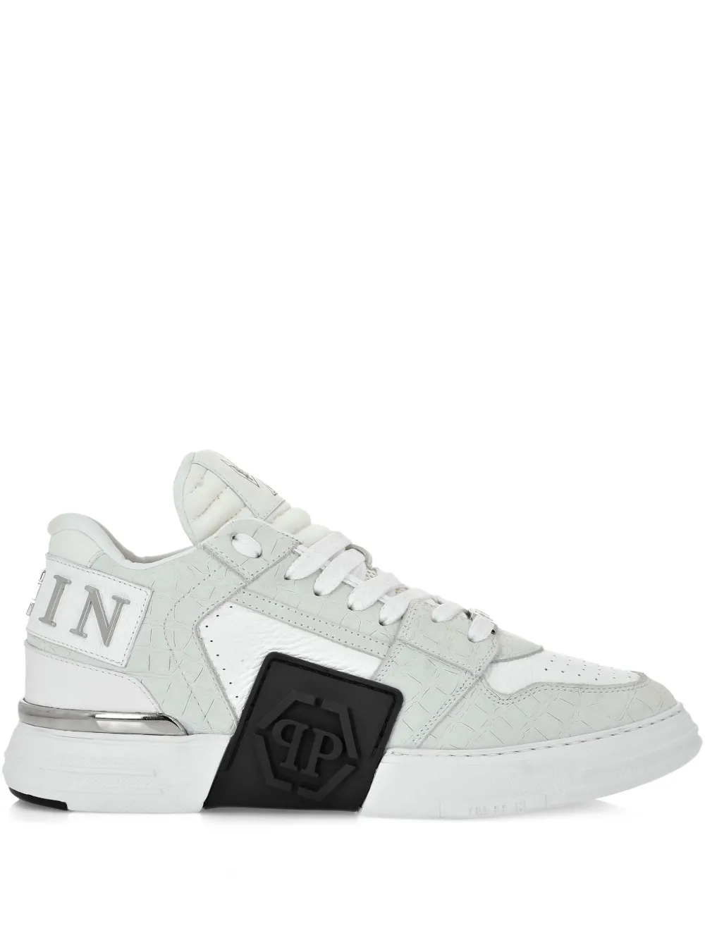 

Кроссовки Phantom Kicks с тиснением под кожу крокодила Philipp Plein, белый
