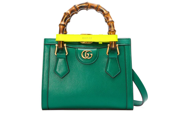 

GUCCI Кожаная сумка Диана для покупок мини женская изумрудная зеленая через плечо кроссбоди