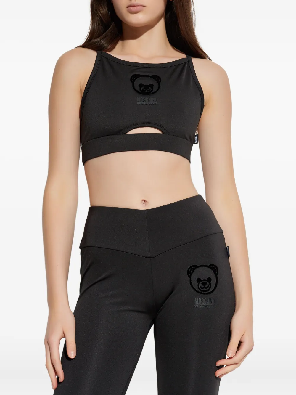 

Спортивный бюстгальтер с мотивом мишки Тедди Moschino, черный
