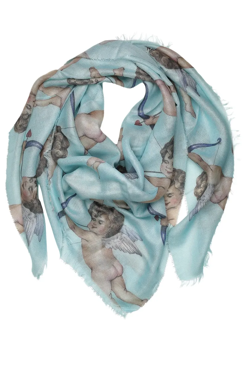 

COLLEZIONE ALESSANDRO Шарф XXL "Амур", формата XXL с ангелочками-стрелками Купидона, бирюзовый