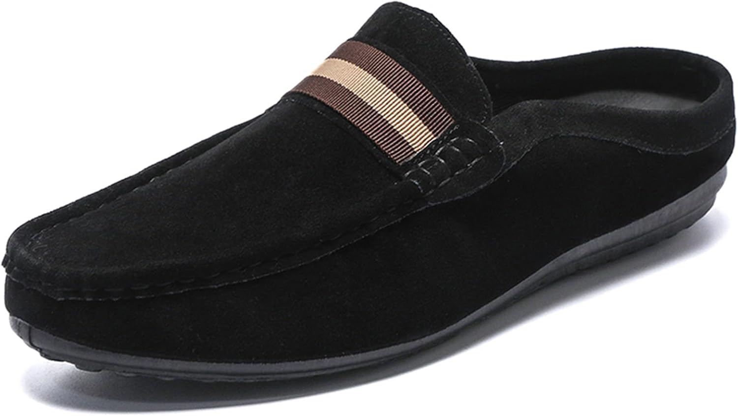 

Мужские ручной работы замшевые слипоны Lossarye, удобные, с круглым носком, дышащие, нескользящие, повседневные тапочки без задника, черный