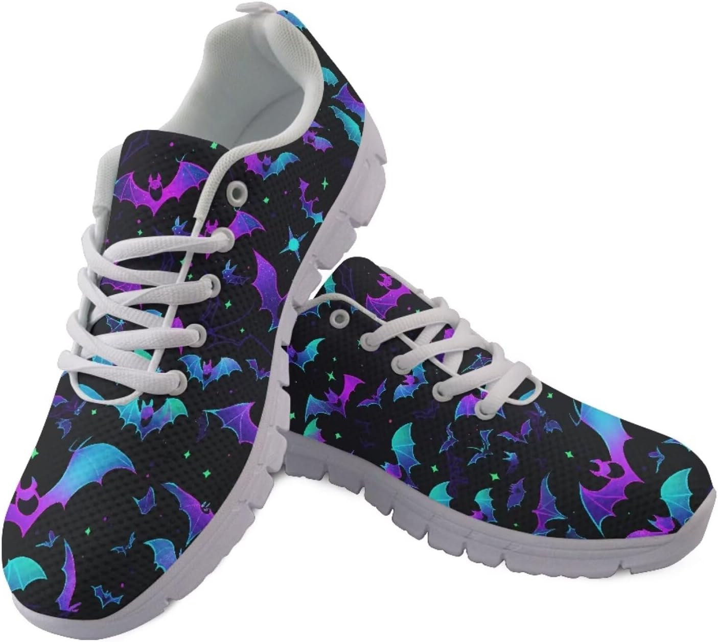 

Кроссовки Forchrinse для женщин и мужчин, шнуровка, прогулочные кроссовки, повседневные теннисные туфли, нескользящие сетчатые кроссовки, Halloween Bats