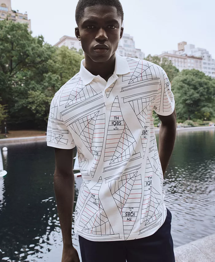 

Мужская классическая поло с морским принтом Tommy Hilfiger, коричневый/бежевый