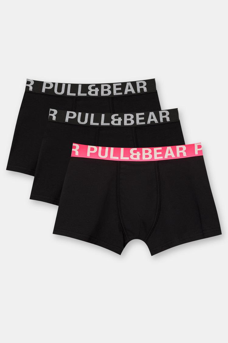 

Упаковка из 3 черных боксеров Pull And Bear, мультиколор