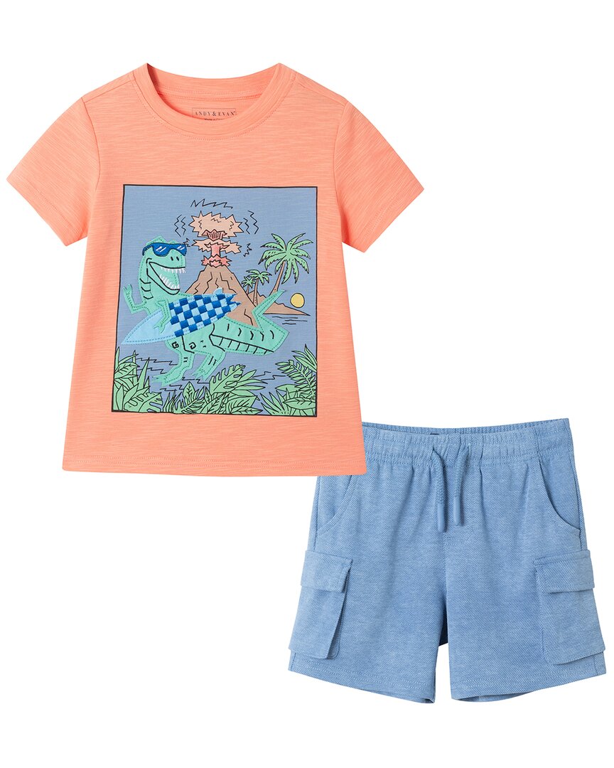

Футболка и шорты с аппликацией динозавра Andy & Evan, оранжевый