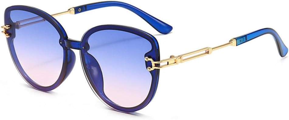 

Солнцезащитные очки «кошачий глаз» для женщин и мужчин, для активного отдыха, градиентные солнцезащитные очки с металлической оправой и защитой от УФ-излучения UV400 HDUBFY, Blue