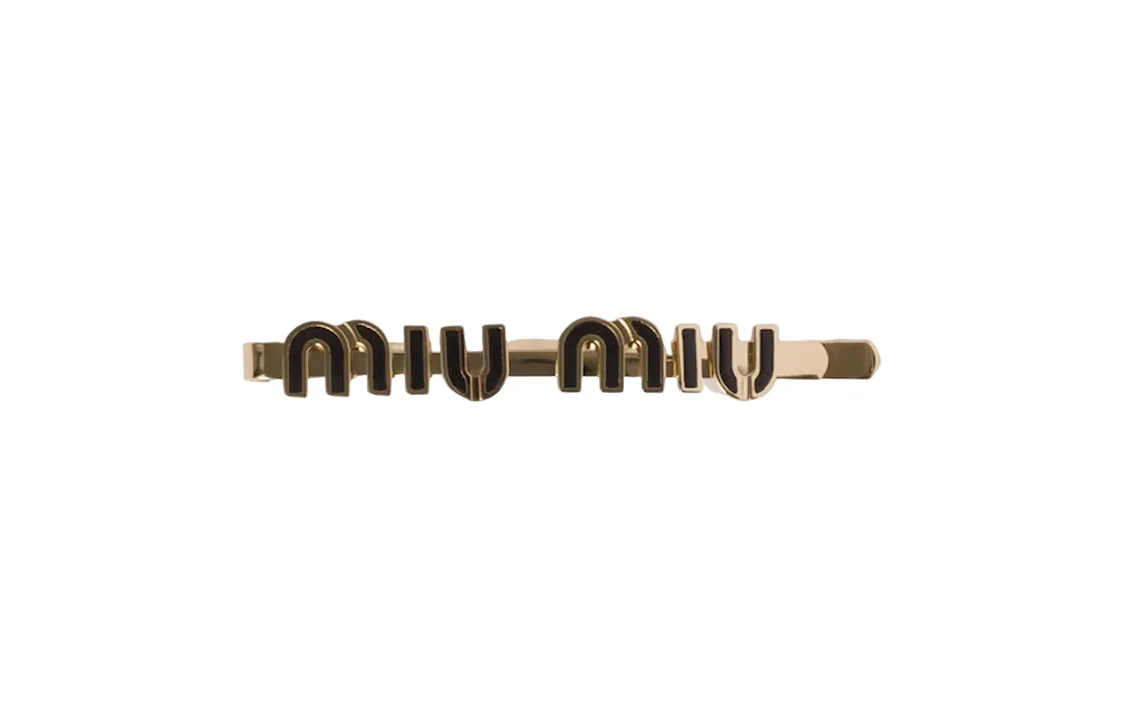 Заколка с логотипом и надписью MIU MIU, черный