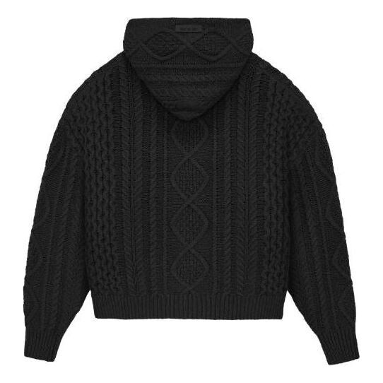 

Толстовка fw23 cable knit hoodie 'jet black' Fear Of God Essentials, черный