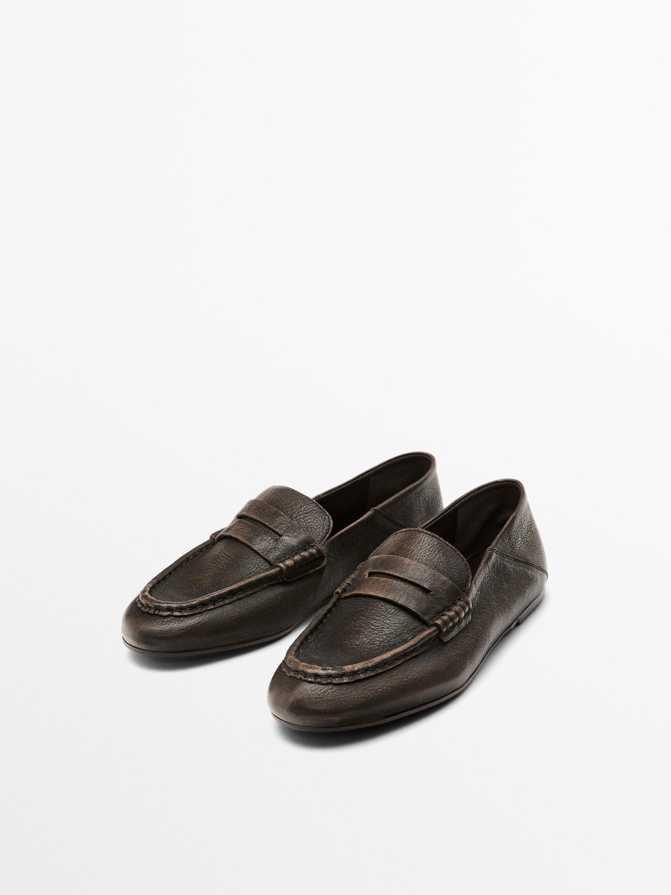 Туфли-Мюли из матовой кожи Massimo Dutti, коричневый — фото 2
