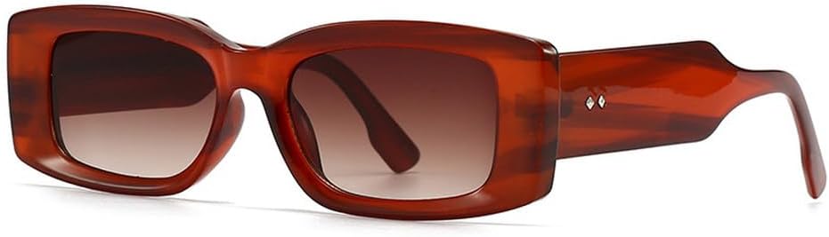 

Модные прямоугольные женские солнцезащитные очки класса люкс в стиле ретро, ​​конфетные цвета, прозрачный градиент; мужские солнцезащитные очки с широкими дужками и заклепками TKKTLLT, Brown Stripes Tea