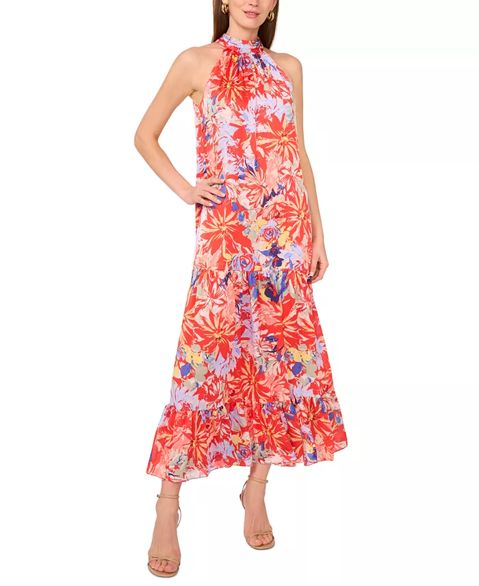 

Женское платье макси Oscar с запахом и ярусами Vince Camuto, мультиколор