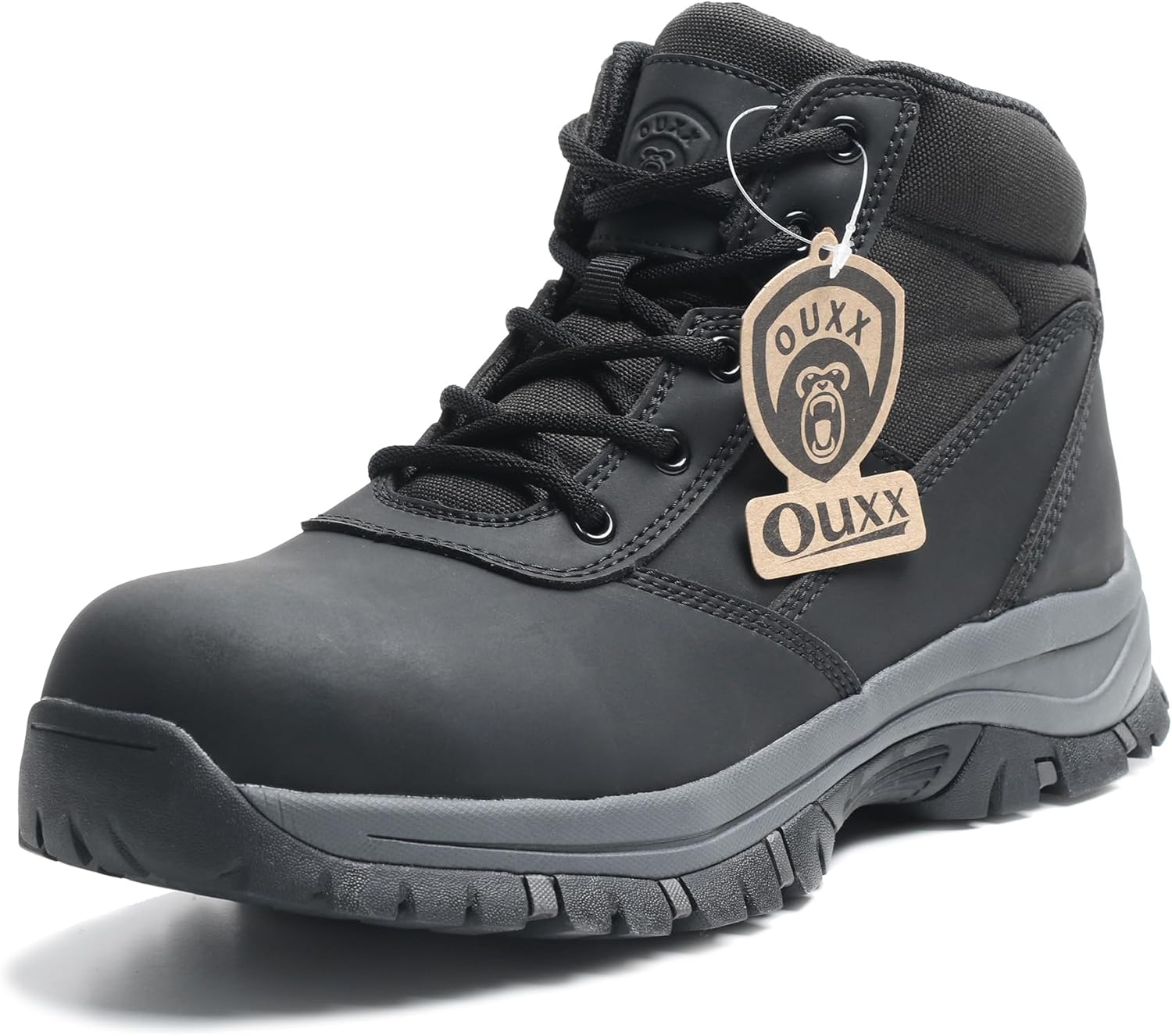 

Мужские ботинки OUXX, боковая молния, стальная носок, противоскользящая резиновая подошва, проколоустойчивая (OX2518), черный