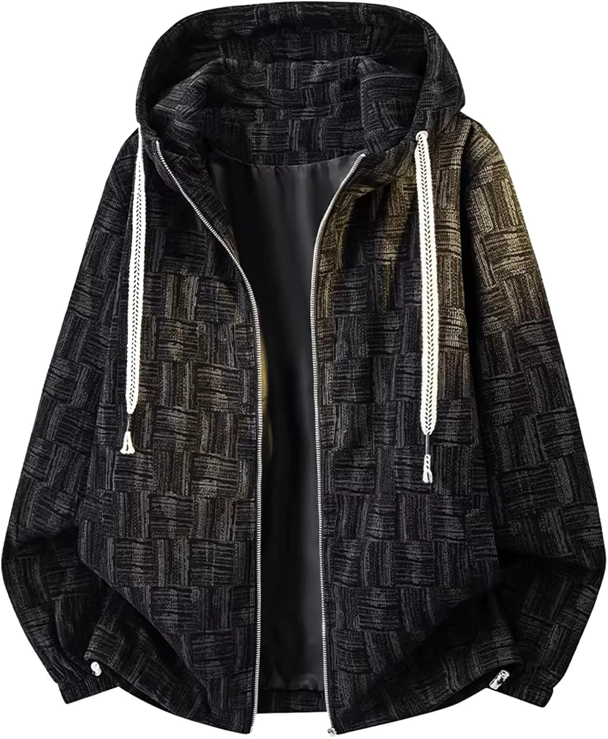 

Мужская худи на молнии с плетеной текстурой, ретро стиль FGQuelleBM