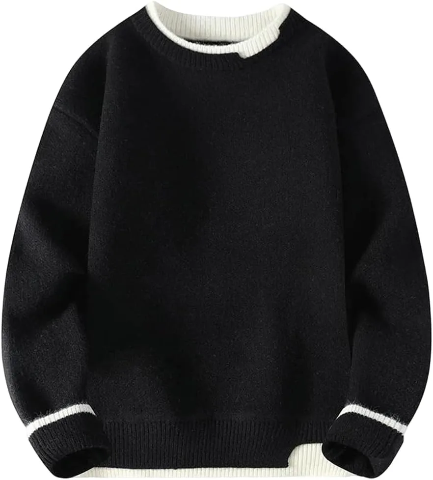 

Мужской однотонный свитер с круглым вырезом