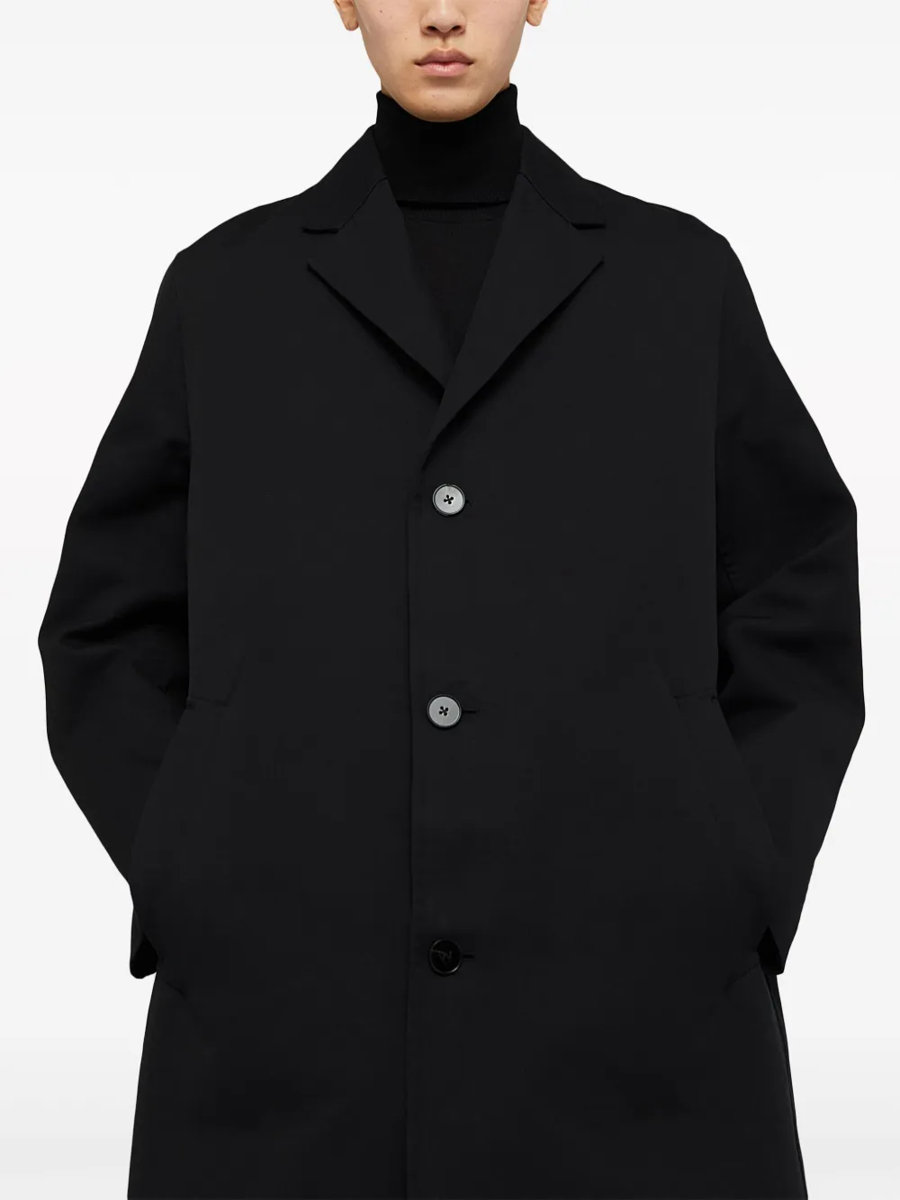 Однобортное пальто с заостренными лацканами JIL SANDER, черный — фото 2
