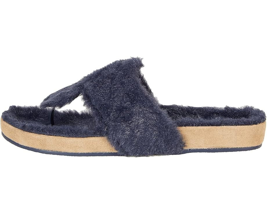 Jack Rogers Jacks Comfort Cozy Thong Women's  Navy Faux Fur Sandals JOBB1467 — фото 2