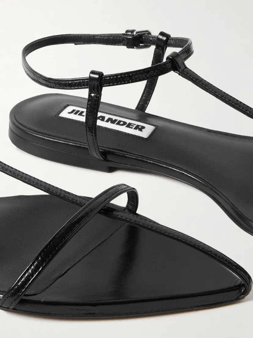 Кожаные остроносые сандалии JIL SANDER, черный — фото 4