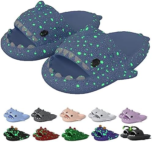 

Шлепанцы Cloud Shark, шлепанцы Galaxy Shark, светящиеся в темноте, шлепанцы Galaxy Shark с блестками, шлепанцы Shark, нескользящие шлепанцы-подушки Shark для женщин и мужчин Spacebuyer