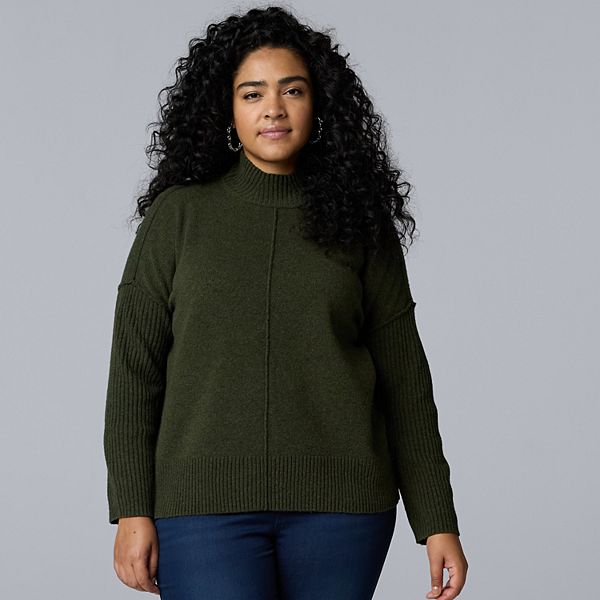 

Свитер с высоким воротником из смесового кашемира Plus size Simply Vera Vera Wang, Midnight Army