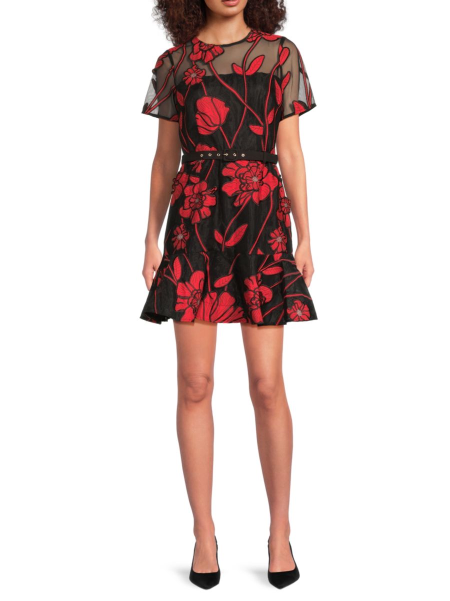 

Мини-платье с вышивкой Rosie Grand Fleur Milly, красный