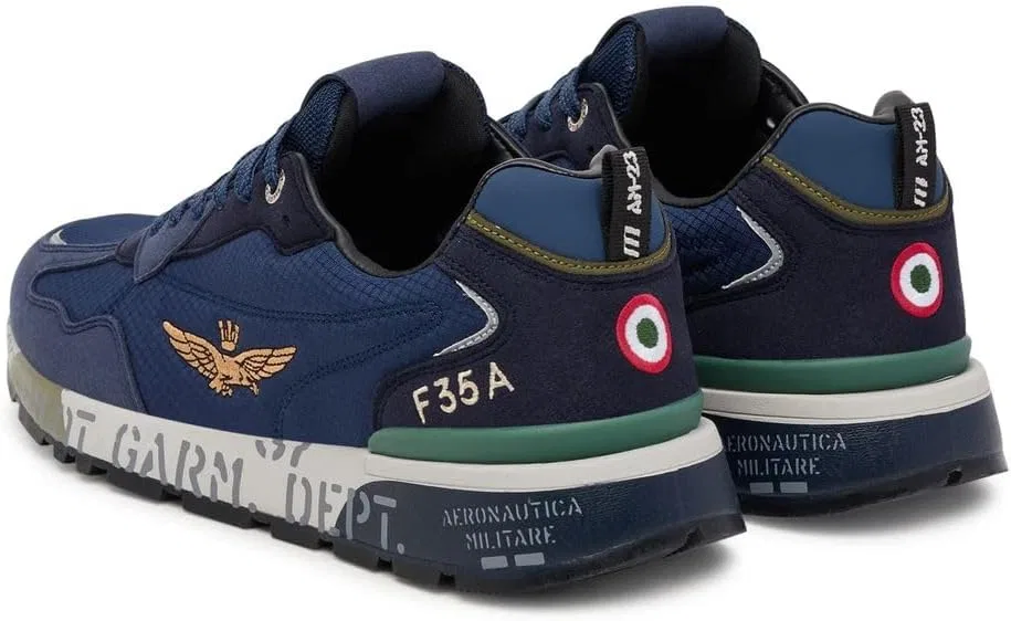 Мужские кроссовки Aeronautica Militare с сетчатой ​​подошвой и принтом 252SC0276UCT04249 8057630567825-46, Navy — фото 3