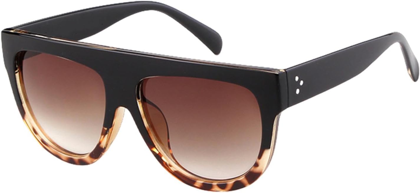 

Солнцезащитные очки в винтажной оправе с плоским верхом, черепаховой расцветкой, градиентными заклепками, ретро, ​​большие оправы, защита от УФ-излучения «кошачий глаз» WNCKSQ, C6