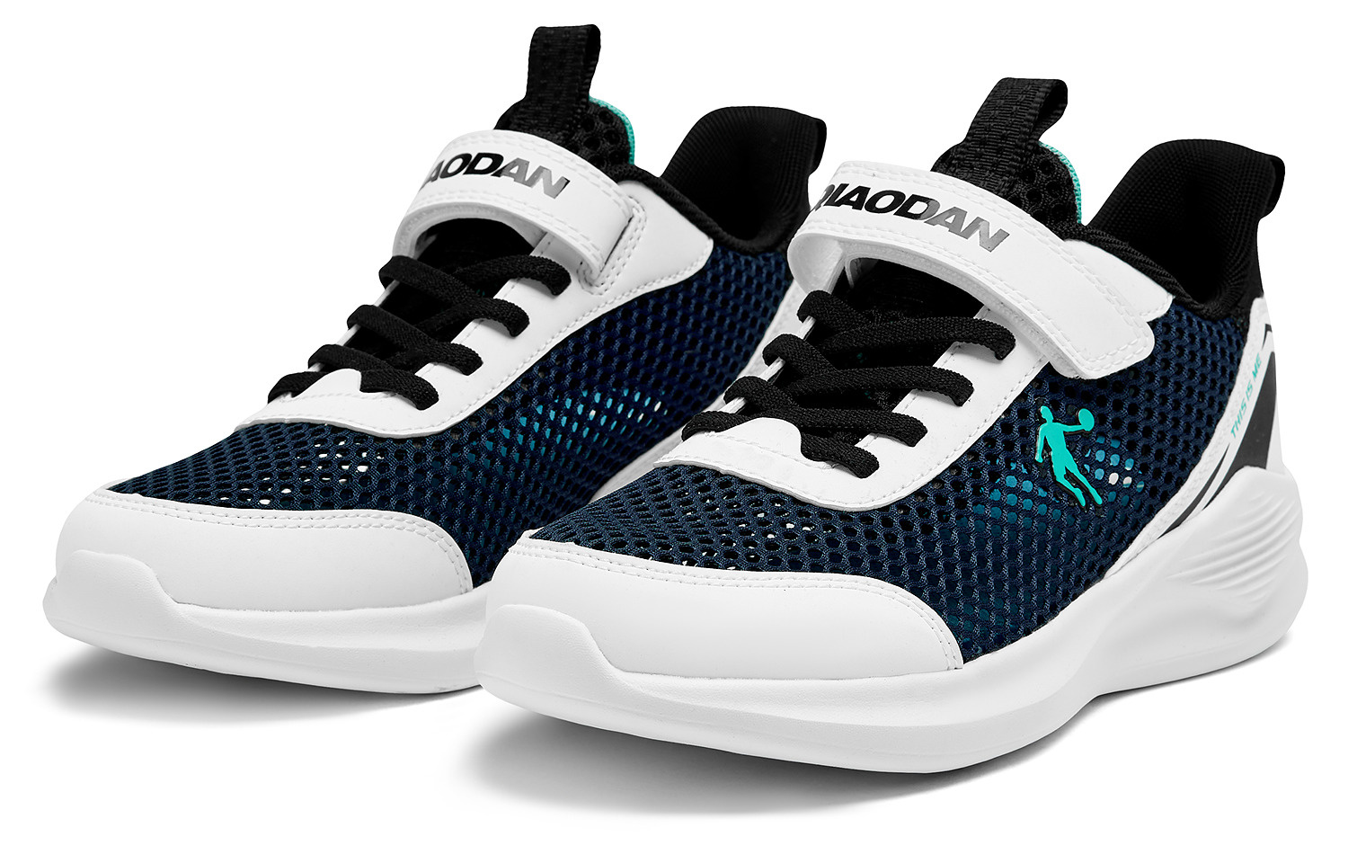 QIAODAN Дышащие легкие амортизирующие низкие детские беговые кроссовки Serene Blue Jordan White — фото 4